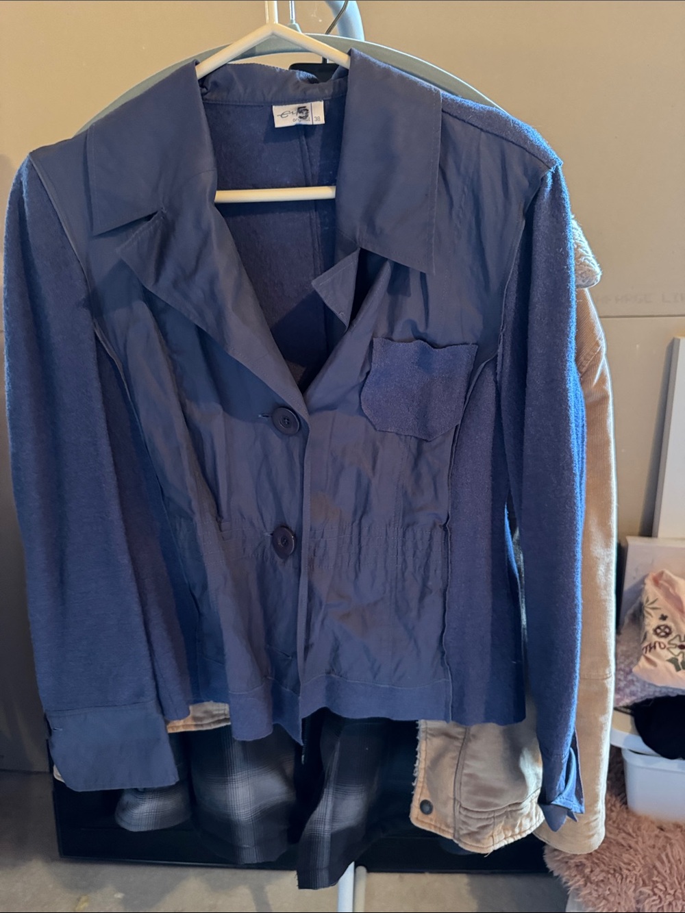 Women's Navy Button-Front Blazer Jacket by